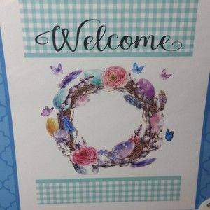 Outdoor Garden Flag Double Sided Welcome Wreath